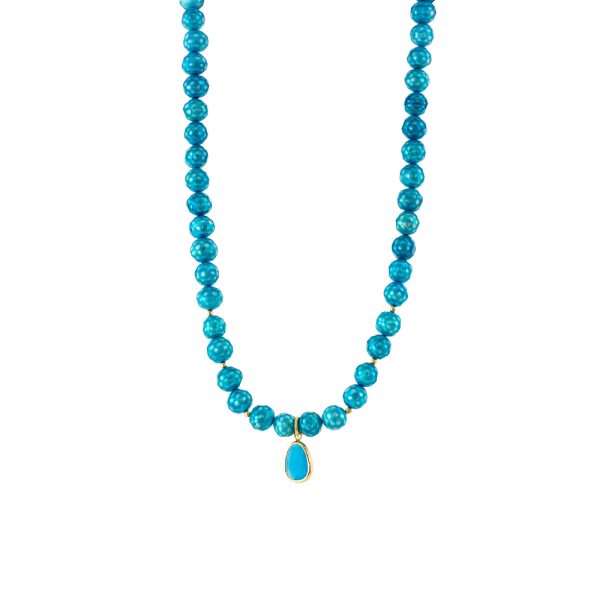 Κολιέ Rock Candy ασημένιο επίχρυσο με aqua πέρλες και κρύσταλλο