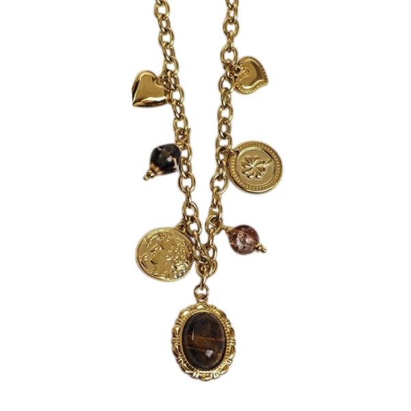 ΚΟΛΙΕ ΕΠΙΧΡΥΣΩΜΕΝΟ ΑΤΣΑΛΙ ΜΕ ΚΑΦΕ ΠΕΤΡΑ ΚΑΙ CHARMS