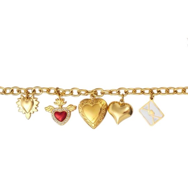 ΒΡΑΧΙΟΛΙ ΕΠΙΧΡΥΣΩΜΕΝΟ ΑΤΣΑΛΙ ΜΕ ΚΑΡΔΙΑ & CHARMS