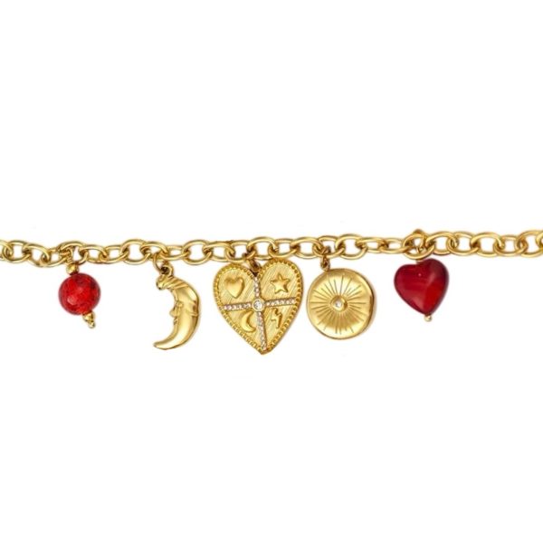 ΒΡΑΧΙΟΛΙ ΕΠΙΧΡΥΣΩΜΕΝΟ ΑΤΣΑΛΙ ΜΕ ΚΑΡΔΙΑ & CHARMS