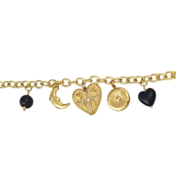 ΒΡΑΧΙΟΛΙ ΕΠΙΧΡΥΣΩΜΕΝΟ ΑΤΣΑΛΙ ΜΕ ΚΑΡΔΙΑ & CHARMS