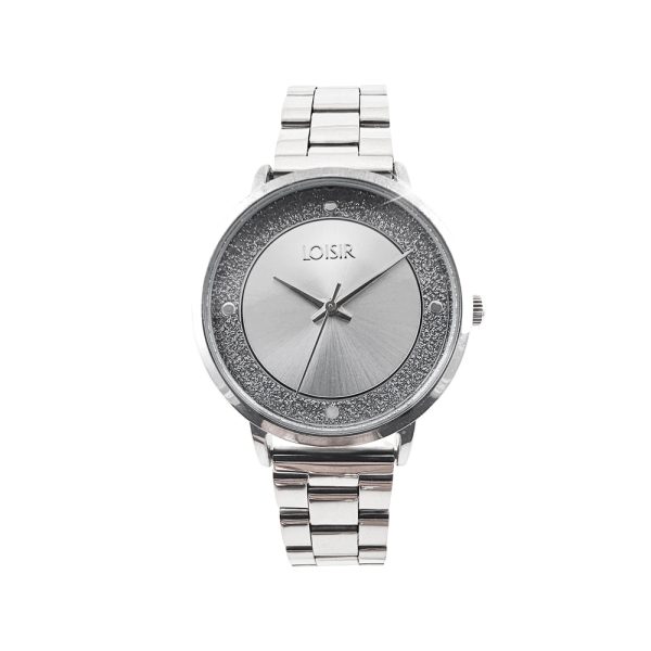 Ρολόι Cocktail με ατσάλινο μπρασελέ και ασημί καντράν