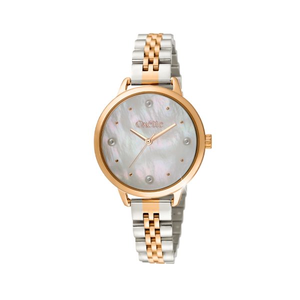 Ρολόι Mojito με δίχρωμο ατσάλινο μπρασελέ και λευκό mop καντράν