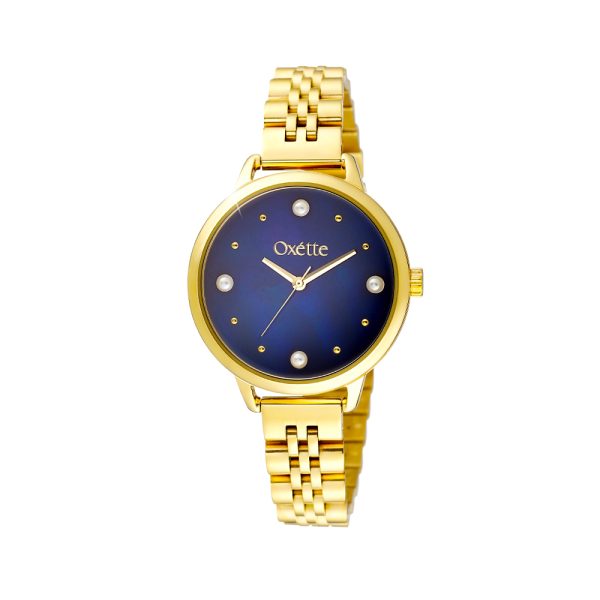 Ρολόι Mojito με επίχρυσο ατσάλινο μπρασελέ και μπλε mop καντράν