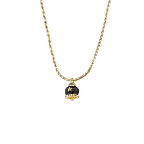 Κολιέ Lucky Charm μεταλλικό επίχρυσο μακρύ με μαύρο σμάλτο και αστέρι