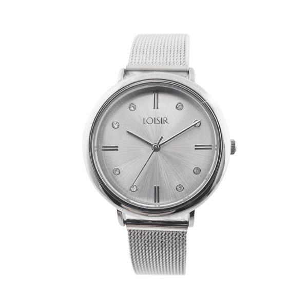 Ρολόι Polish με ατσάλινο mesh band και ασημί καντράν