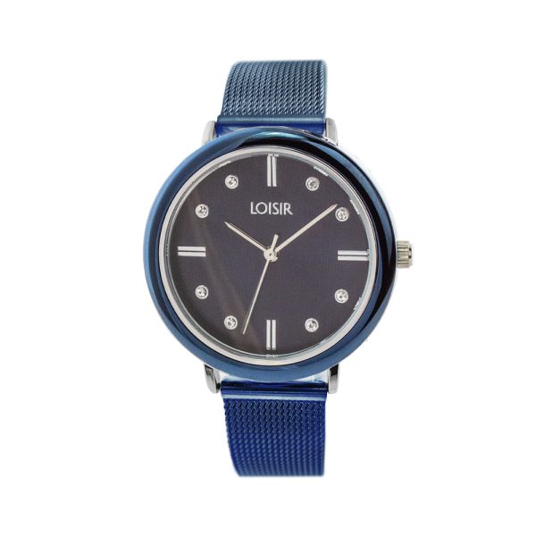 Ρολόι Polish με ατσάλινο mesh band, δίχρωμη κάσα και μπλε καντράν