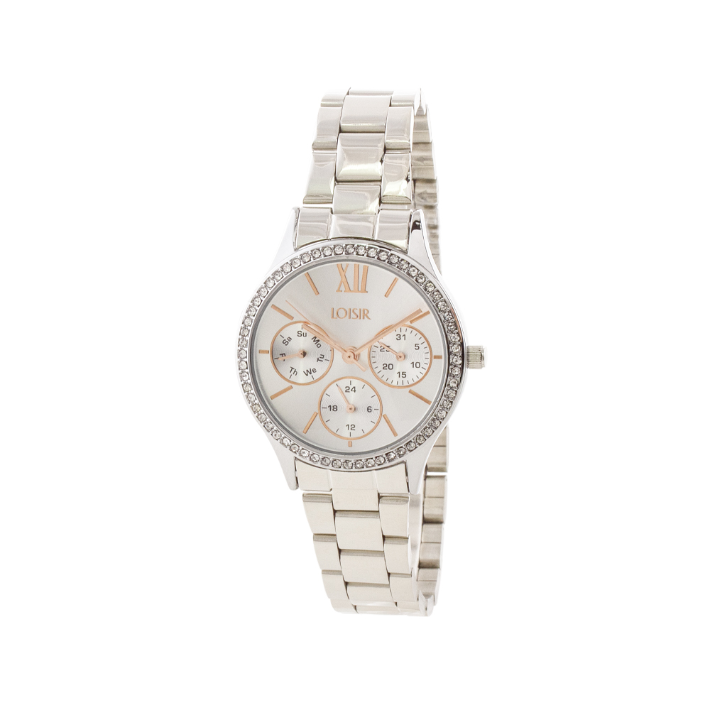 11L03-00541 (1) Ρολόι Arizona με ατσάλινο μπρασελέ και ασημί καντράν - Image 1