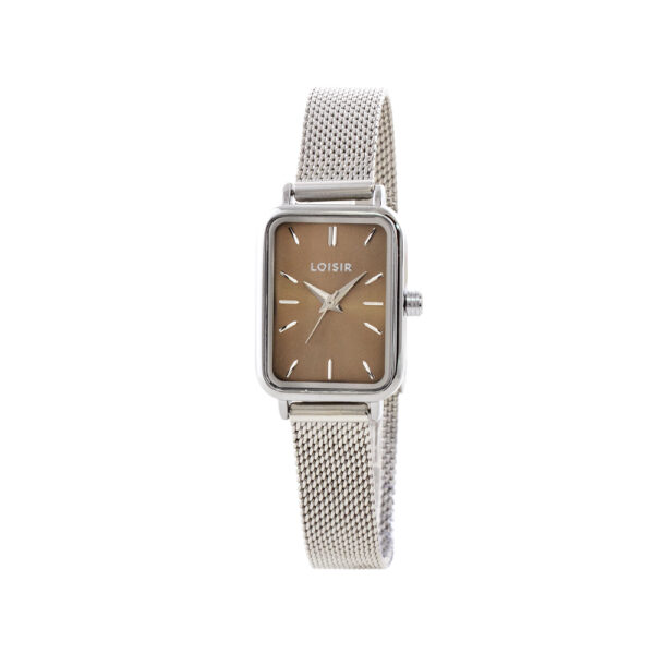 Ρολόι Oldie με ατσάλινο mesh band και καφέ καντράν