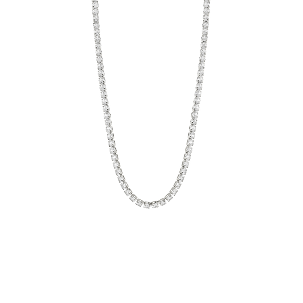 01X03-00300 Κολιέ Party ατσάλινο choker με λευκά ζιργκόν 0.4 cm - Image 1