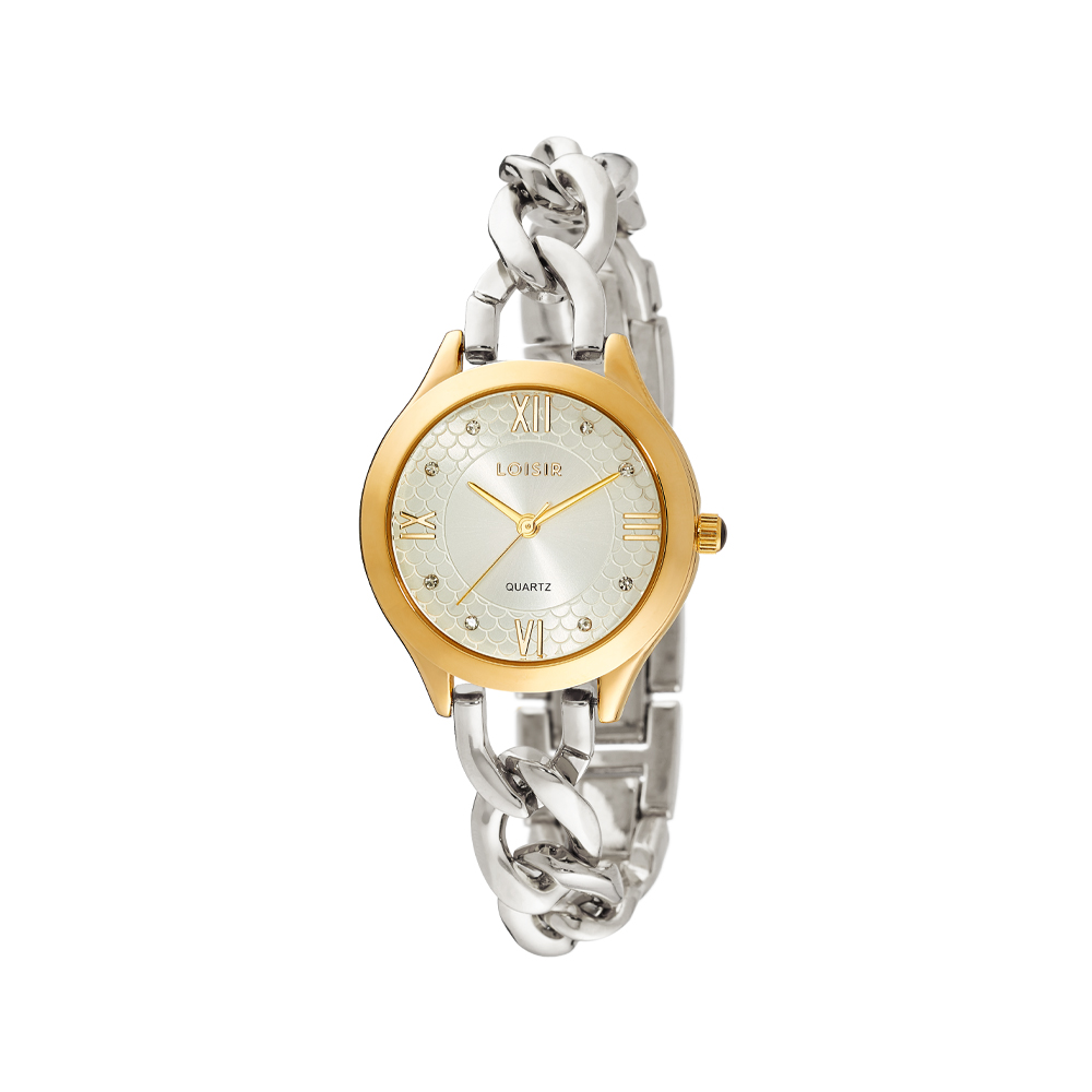 11L05-00755 Ρολόι Girlie με ασημί μεταλλικό μπρασελέ, επίχρυση κάσα και ασημί καντράν - Image 1