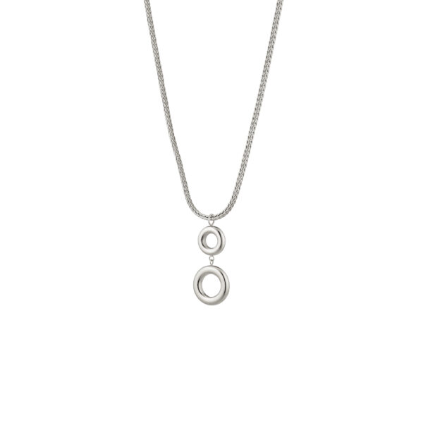 Κολιέ Links ατσάλινο επάργυρο με στρογγυλά στοιχεία