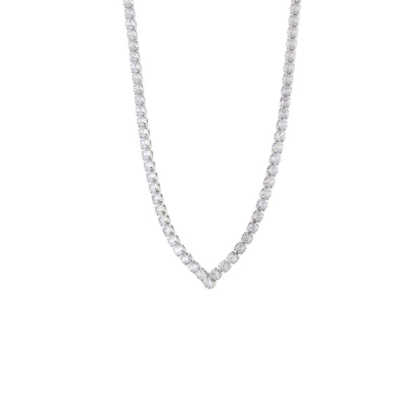Κολιέ Party ατσάλινο choker “V” με λευκά ζιργκόν 0.4 cm