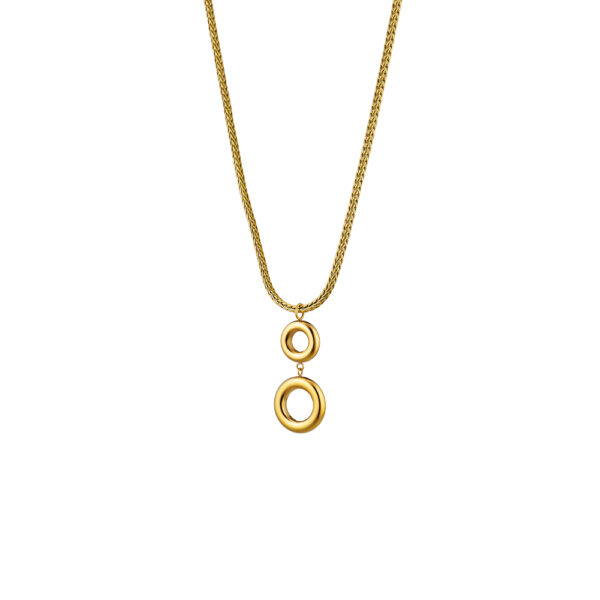 Κολιέ Links ατσάλινο επίχρυσο με στρογγυλά στοιχεία