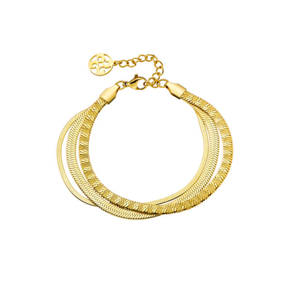 Βραχιόλι Glow Bis ατσάλινο επίχρυσο με τρεις καδένες