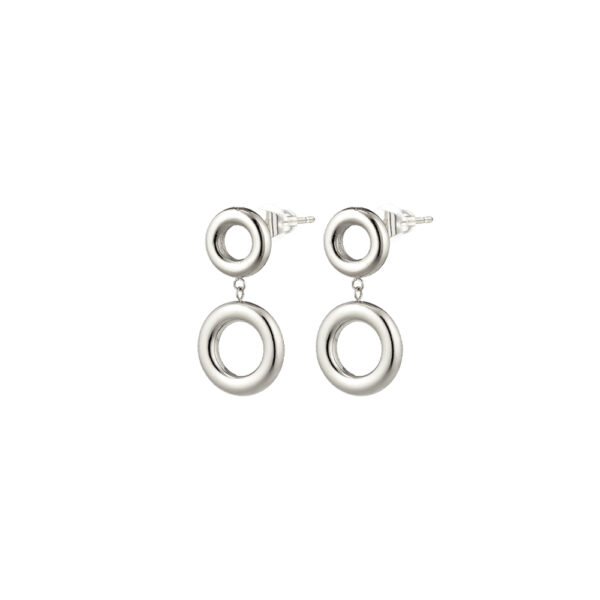 Σκουλαρίκια Links ατσάλινα επάργυρα με στρογγυλά στοιχεία