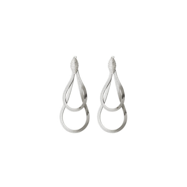 Σκουλαρίκια Glow Bis ατσάλινα με διπλή καδένα