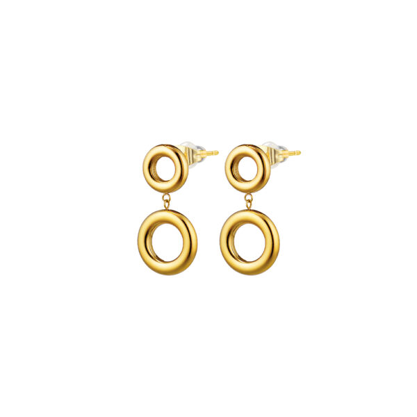 Σκουλαρίκια Links ατσάλινα επίχρυσα με στρογγυλά στοιχεία