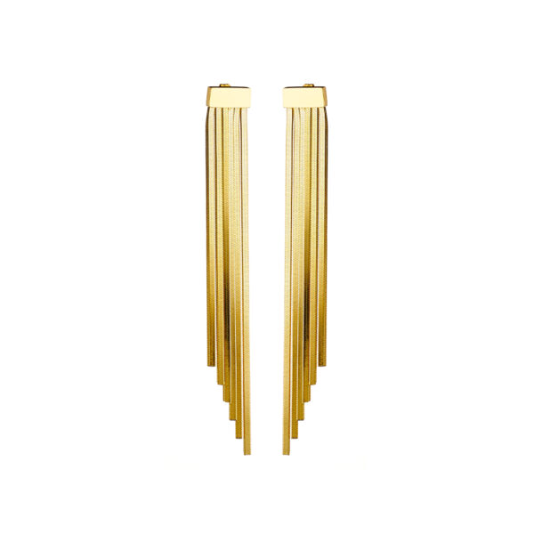 Σκουλαρίκια Glow Bis ατσάλινα επίχρυσα με καδένες