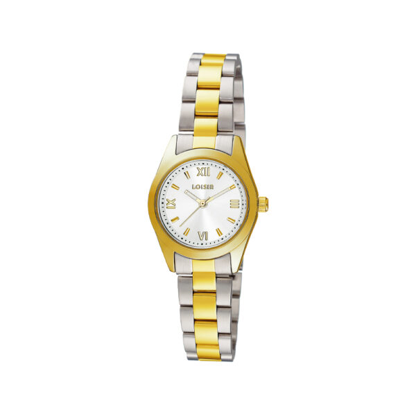 Ρολόι Flatline με δίχρωμο ατσάλινο μπρασελέ και ασημί καντράν