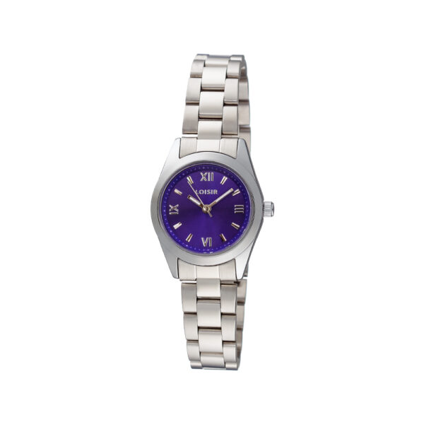 Ρολόι Flatline με ατσάλινο μπρασελέ και μωβ καντράν