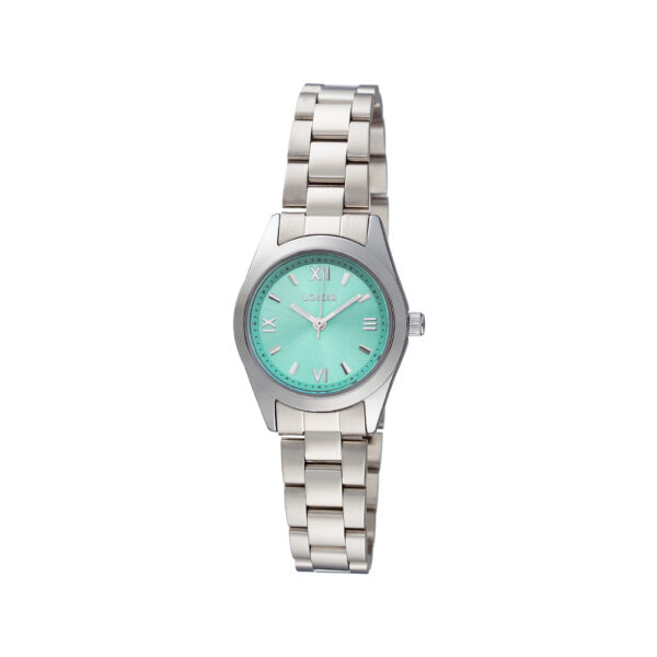 Ρολόι Flatline με ατσάλινο μπρασελέ και τιρκουάζ καντράν