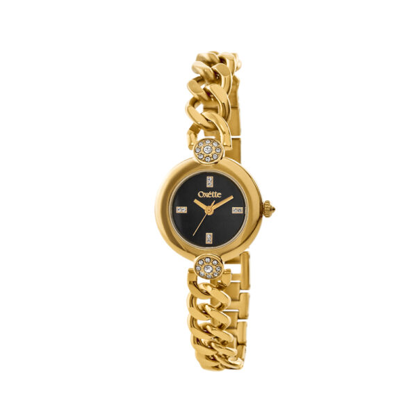 Ρολόι Bizarre με επίχρυσο ατσάλινο μπρασελέ και μαύρο καντράν