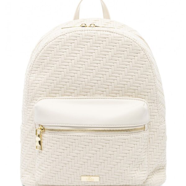 VETA ΤΣΑΝΤΑ Σακίδιο πλάτης εκρού με ανάγλυφο μοτίβο ψάθας.