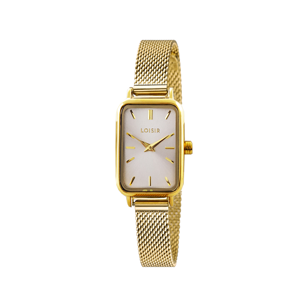 11L05-00792 Ρολόι Oldie με επίχρυσο ατσάλινο mesh band και ασημί καντράν - Image 1